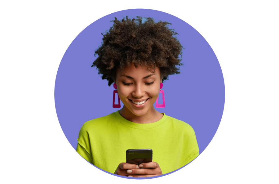 Happy customer using mobile